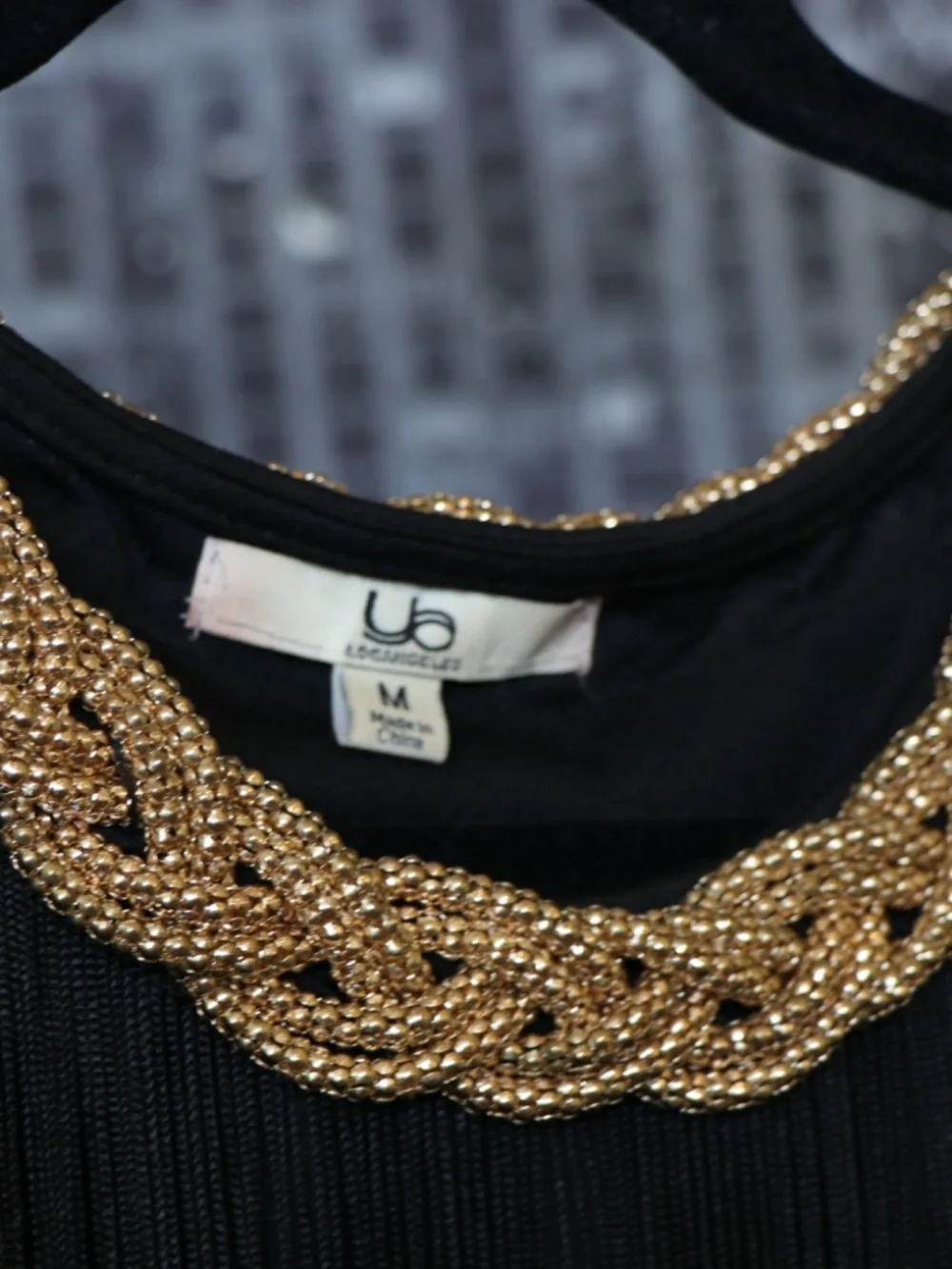 Vintage Fringe Flapper Style Dress | Gold Chain Detail Statement Party Dress - Picture 2 of 2